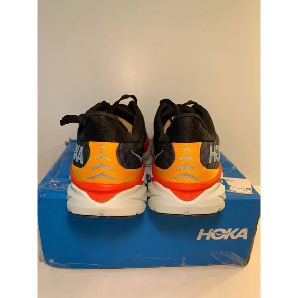 .895 Hoka M Clifton 8, Grey, Orange, Red, Mens Running Shoes-US 9 Mens